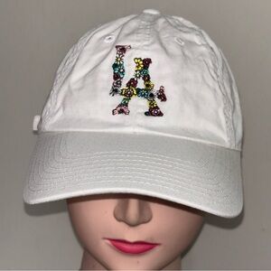 American Needle White Cap Hat With Flower LA Dodgers Embroidered Logo